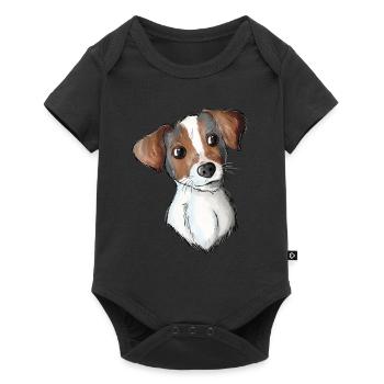 Jack Russell Pattern - Baby Premium Kurzarmbody - Schwarz - Vorne