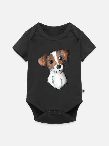 Jack Russell Pattern - Baby Premium Kurzarmbody - Schwarz