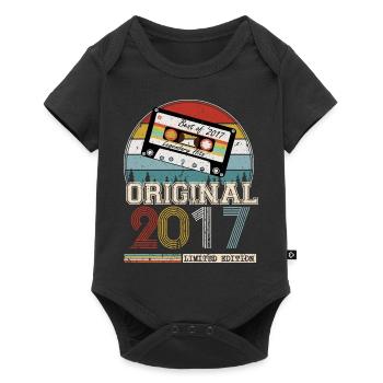 Vintage 2017 7 Year Anniversary Gift - Baby Premium short-sleeve bodysuit - black - Front