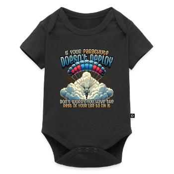 Lustiges Fallschirmspringer - Baby Premium Kurzarmbody - Schwarz - Vorne