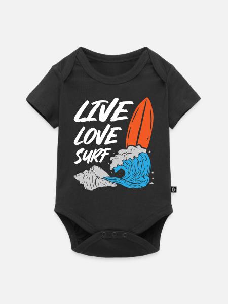 Live Love Surfing - Baby Premium Kurzarmbody - Schwarz