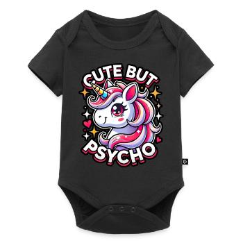 Licorne mignonne mais psychopathe adorable design kawaii - Body à manches courtes Premium Bébé - noir - Devant