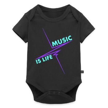 Music is Life Puls Heartbeat Music Fréquence Paroles - Body à manches courtes Premium Bébé - noir - Devant