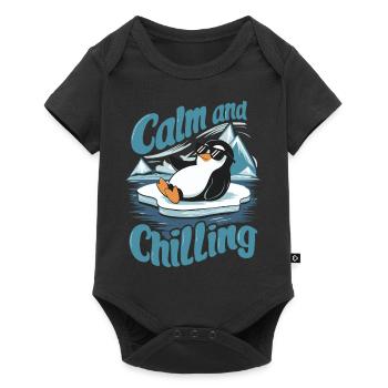 Calm And Chilling Penguin - Baby Premium short-sleeve bodysuit - black - Front