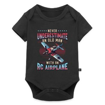 Alter Mann Mit Modellflugzeug - Baby Premium Kurzarmbody - Schwarz - Vorne