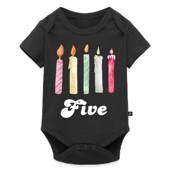 5e anniversaire bougie - Body à manches courtes Premium Bébé - noir - Devant