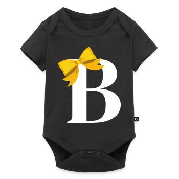 Letter b yellow bow - Baby Premium short-sleeve bodysuit - black - Front