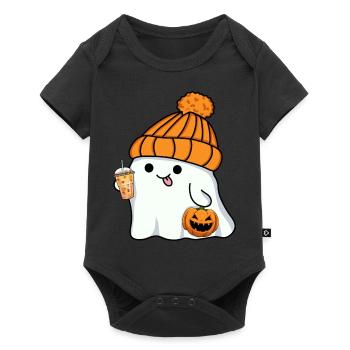Fantôme Fantôme Halloween Chapeau Mignon Thé Bulle Citrouille - Body à manches courtes Premium Bébé - noir - Devant