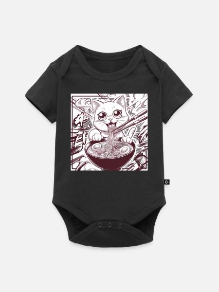Cat Ramen Noodle Japanese Anime Manga Ramen Kawaii - Baby Premium Kurzarmbody - Schwarz