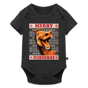 Cheval Noël Drôle Drôle Noël Noël - Body à manches courtes Premium Bébé - noir - Devant