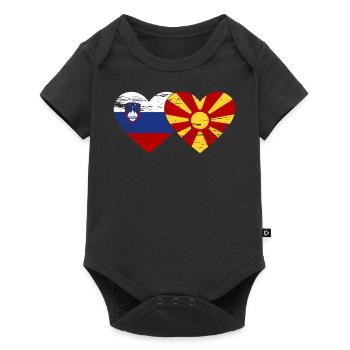 Slovenia Macedonia flag heart used - Baby Premium short-sleeve bodysuit - black - Front