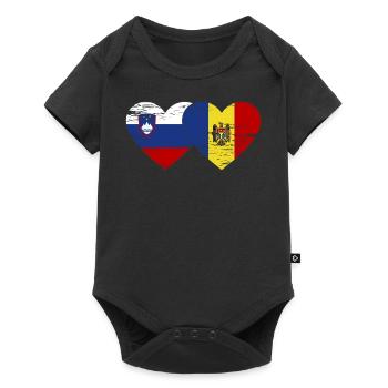 Slovénie Moldavie drapeau coeur utilisé - Body à manches courtes Premium Bébé - noir - Devant