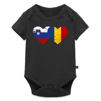Slovenia Romania Flag Heart - Baby Premium short-sleeve bodysuit - black - Front