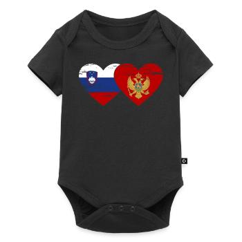 Slovenia Montenegro Flag Heart used - Baby Premium short-sleeve bodysuit - black - Front