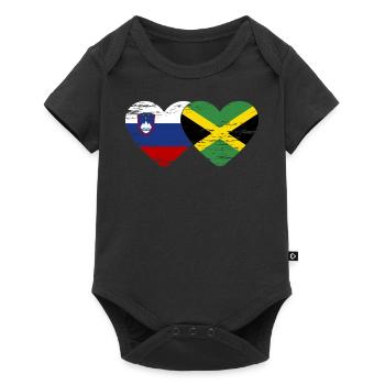 Slovénie Jamaïque drapeau coeur utilisé - Body à manches courtes Premium Bébé - noir - Devant