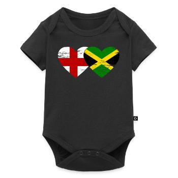 Angleterre Jamaïque drapeau coeur utilisé - Body à manches courtes Premium Bébé - noir - Devant