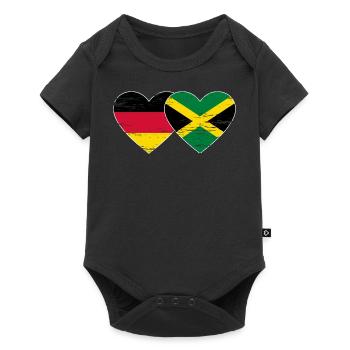 Allemagne Jamaïque Drapeau Coeur utilisé - Body à manches courtes Premium Bébé - noir - Devant