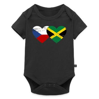 République tchèque Jamaïque Drapeau Coeur utilisé - Body à manches courtes Premium Bébé - noir - Devant