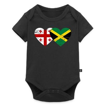 Géorgie Jamaïque drapeau coeur utilisé - Body à manches courtes Premium Bébé - noir - Devant