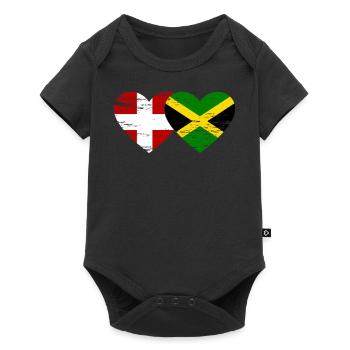Danemark Jamaïque drapeau coeur utilisé - Body à manches courtes Premium Bébé - noir - Devant