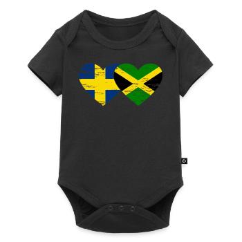 Suède Jamaïque Drapeau Coeur utilisé - Body à manches courtes Premium Bébé - noir - Devant