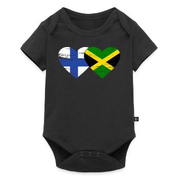 Finlande Jamaïque Drapeau Coeur utilisé - Body à manches courtes Premium Bébé - noir - Devant