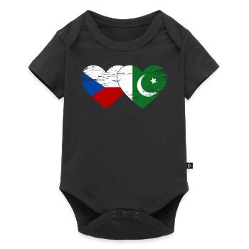 République tchèque Drapeau pakistanais coeur utilisé - Body à manches courtes Premium Bébé - noir - Devant