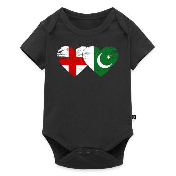 Angleterre Pakistan Drapeau Coeur - Body à manches courtes Premium Bébé - noir - Devant
