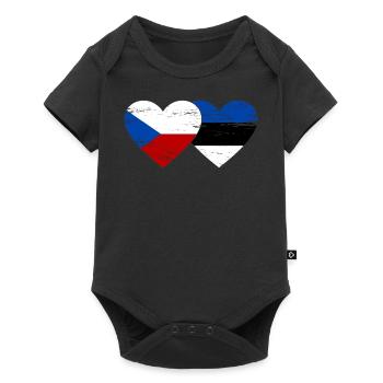 République tchèque Drapeau de l’Estonie coeur utilisé - Body à manches courtes Premium Bébé - noir - Devant
