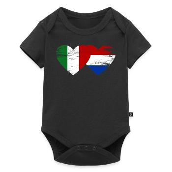 Italy Holland flag heart used - Baby Premium short-sleeve bodysuit - black - Front