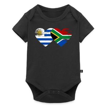 Uruguay Südafrika Flagge Herz used - Baby Premium Kurzarmbody - Schwarz - Vorne