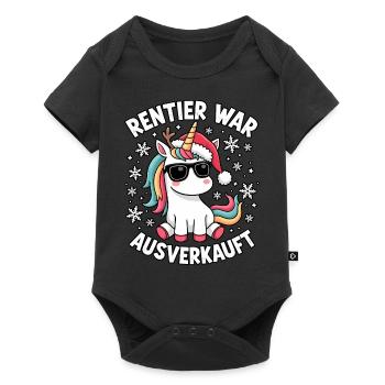 Rentier war ausverkauft Einhorn - Baby Premium Kurzarmbody - Schwarz - Vorne