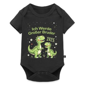 Ich Werde Großer Bruder 2025 Dino - Baby Premium Kurzarmbody - Schwarz - Vorne