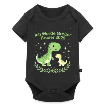 Ich Werde Großer Bruder 2025 Dino - Baby Premium Kurzarmbody - Schwarz - Vorne