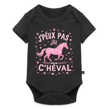 J'Peux Pas J'Ai Cheval - Rose - Body à manches courtes Premium Bébé - noir - Devant