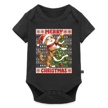 Chat Arbre de Noël Noël Noël Mignon Drôle - Body à manches courtes Premium Bébé - noir - Devant