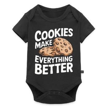 Cookies Cookie Keks Kekse Schokolade - Baby Premium Kurzarmbody - Schwarz - Vorne