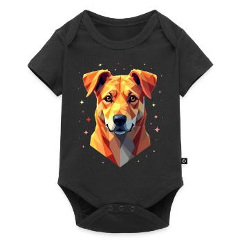 Geometrischer Hund, Abstraktes Kunstwerk - Baby Premium Kurzarmbody - Schwarz - Vorne
