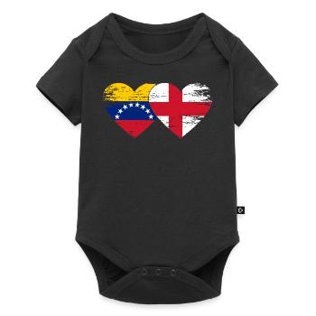 Venezuela England flag hands heart shape used - Baby Premium short-sleeve bodysuit - black - Front