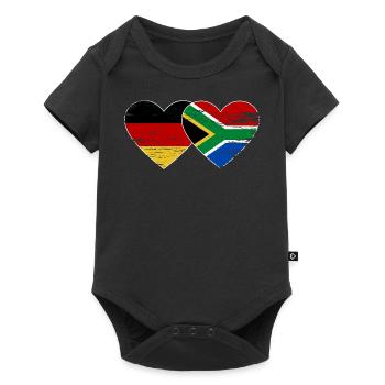 Allemagne Afrique du Sud Drapeau Mains Coeur Forme Utilisé - Body à manches courtes Premium Bébé - noir - Devant