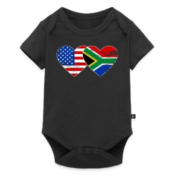 USA South Africa Flag Heart Shape Used - Baby Premium short-sleeve bodysuit - black - Front