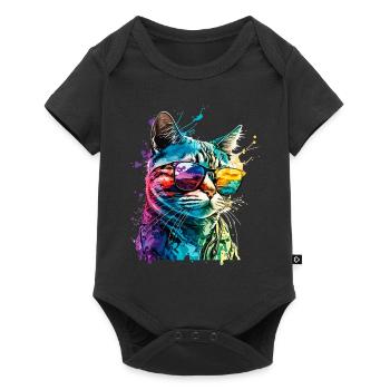 Cat Sunglasses Cool Splash Colorful Colorful - Baby Premium short-sleeve bodysuit - black - Front