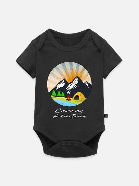 Camping-Abenteuer - Baby Premium Kurzarmbody - Schwarz