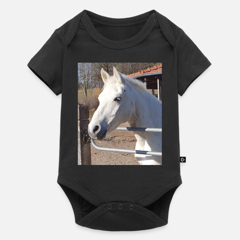 Portrait de cheval blanc - Body à manches courtes Premium Bébé - noir