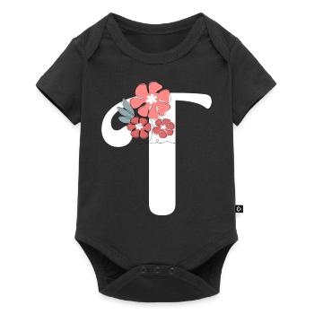 Lettre t fleurs minimalistes - Body à manches courtes Premium Bébé - noir - Devant