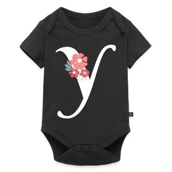 Letter and Minimalist Flowers - Baby Premium short-sleeve bodysuit - black - Front