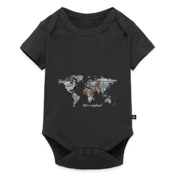 Weltkarte - Let's explore! - Baby Premium Kurzarmbody - Schwarz - Vorne