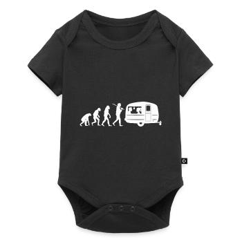 Camper Wohnwagen Camping Campingplatz Evolution - Baby Premium Kurzarmbody - Schwarz - Vorne
