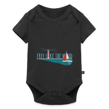 Free like the wind - Segelyacht mit Leuchtturm - Baby Premium Kurzarmbody - Schwarz - Vorne