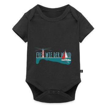 Frei wie der wind - Segelyacht mit Leuchtturm - Baby Premium Kurzarmbody - Schwarz - Vorne